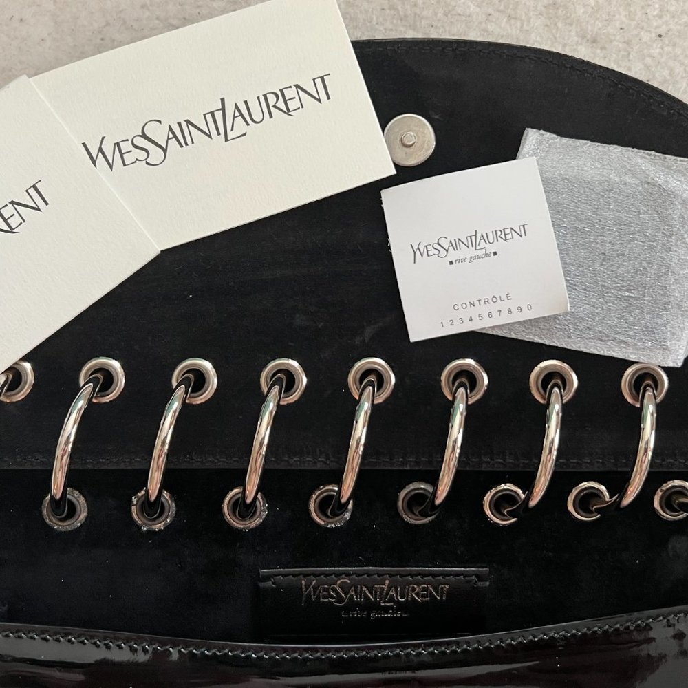 YSL Yves Saint Laurent Black Patent Spiral Clutch Bag Vintage Purse Vintage Rare - Picture 4 of 8